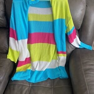 Colorful Striped Knit Cardigan